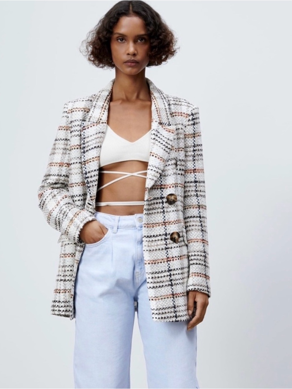 Beautiful Textured Plaid Blazer